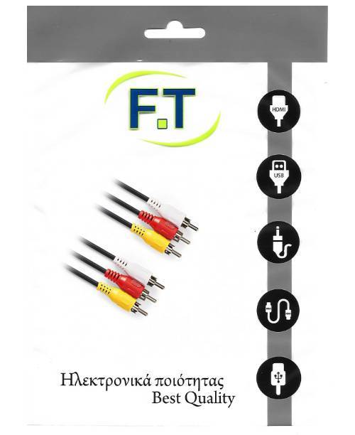 FTT16-005 3 rca αρσ. - 3 rca αρσ. επίχρυσο 1.5m