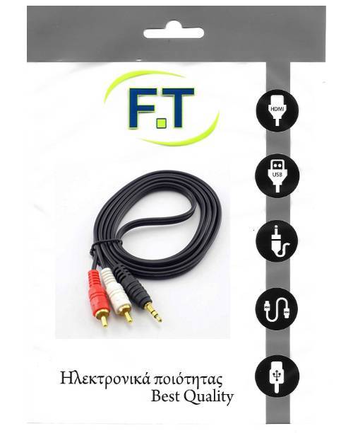 FTT16-009 3.5mm Stereo σε 2 RCA επίχρυσο 1.5m